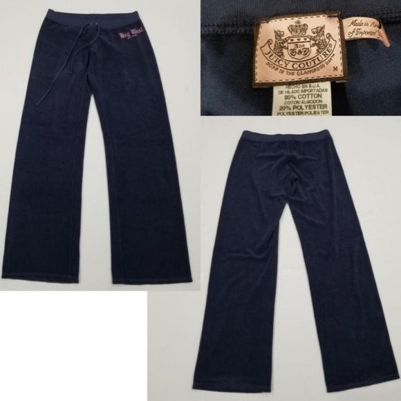 Vintage Juicy Couture TrackSuit Matching Set Navy Blue M XL Jacket Pants Rare - Picture 4 of 4